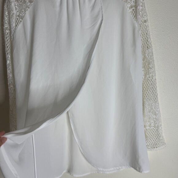 Cache Top Womens Medium Lace Mesh Sheer Long Sleeve Romantic Blouse Elegant - Picture 12 of 12